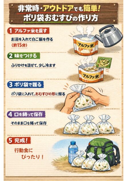 【参考】ポリ袋おむすびの作り方。